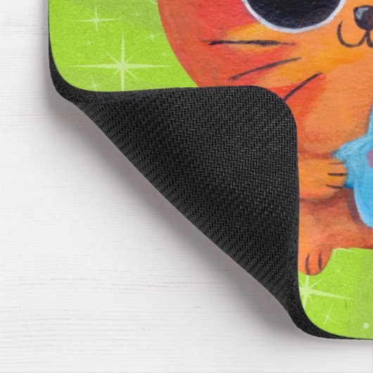 Niedliche orange Katze mit Stern Mousepad (Ecke)