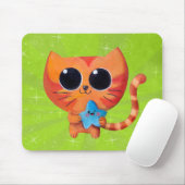 Niedliche orange Katze mit Stern Mousepad (Mit Mouse)