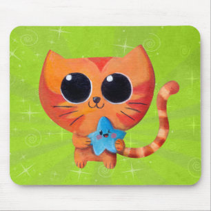 Niedliche orange Katze mit Stern Mousepad