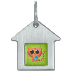 Niedliche orange Katze mit Stern Tiermarke