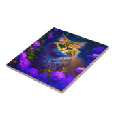 Niedliche Orange Kitty Cat bei Blume Fliese (Seite)