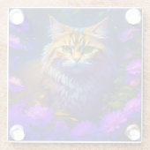 Niedliche Orange Kitty Cat bei Blume Glasuntersetzer (Rückseite)