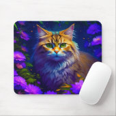 Niedliche Orange Kitty Cat bei Blume Mousepad (Mit Mouse)