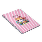 Niedliche Orange Kitty Cat bei Blume Personalisier Notizblock (Rechte Seite)