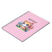 Niedliche Orange Kitty Cat bei Blume Personalisier Notizblock (Linke Seite)