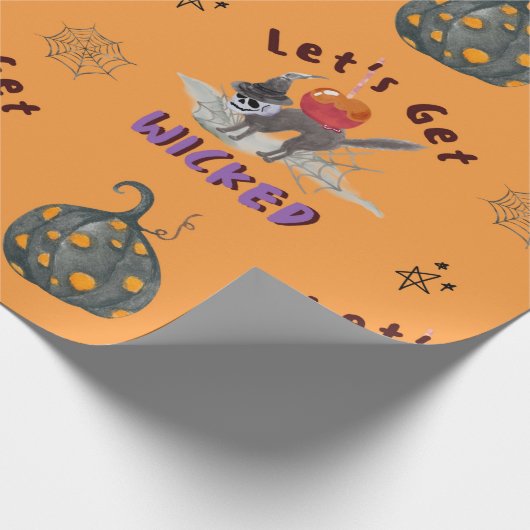 Niedliche Orange Lasse einen Wicked Trick oder Tre Geschenkpapier (Ecke)