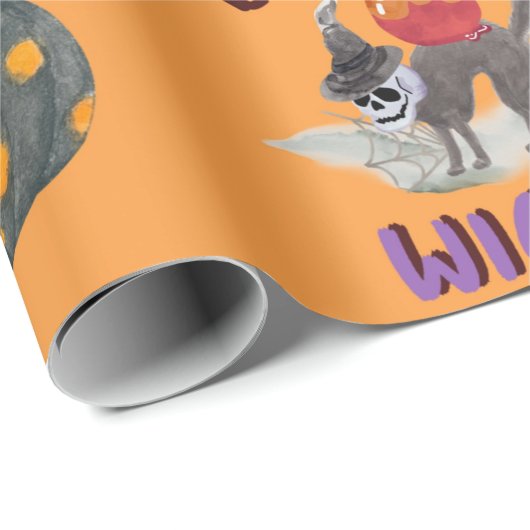 Niedliche Orange Lasse einen Wicked Trick oder Tre Geschenkpapier (Rolleneckpunkt)