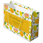 Niedliche Orange Lemon Citrus Fruit Baby Dusche Große Geschenktüte (Vorderseite Schrägansicht)