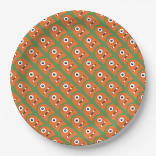 Niedliche Orange Monsters Papierplatte Pappteller