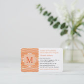 Niedliche Orange Polka Dosen mit Girly Monogram Mo Visitenkarte (Stehend Vorderseite)