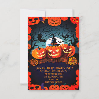 Niedliche Orange Pumpkin Halloween Einladung