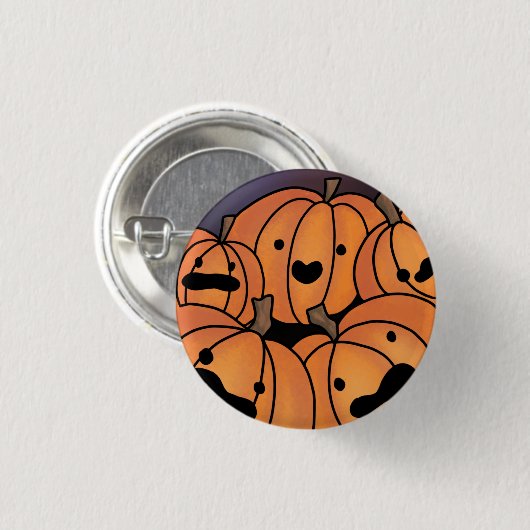 Niedliche Orange Pumpkin Patch Illustration Button (Vorne & Hinten)