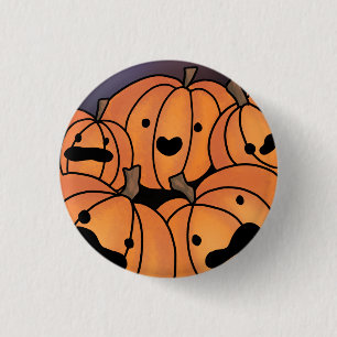Niedliche Orange Pumpkin Patch Illustration Button