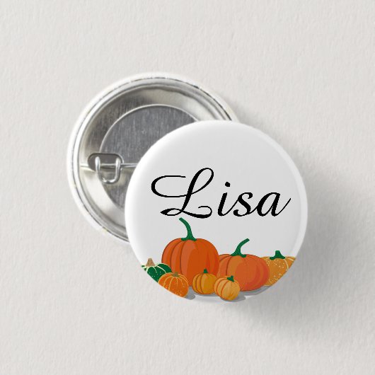 Niedliche Orange Pumpkins Button (Vorne & Hinten)