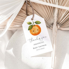 Niedliche Orange Summer Baby Dusche Geschenkanhänger