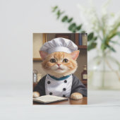 Niedliche Orange Tabby Cat Koch Kochabbildung Postkarte (Stehend Vorderseite)