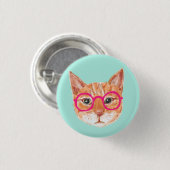 Niedliche Orange Tabby Cat Tragebrille Button (Vorne & Hinten)