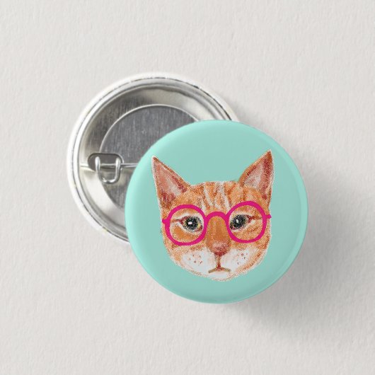 Niedliche Orange Tabby Cat Tragebrille Button (Vorne & Hinten)