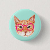 Niedliche Orange Tabby Cat Tragebrille Button (Vorderseite)