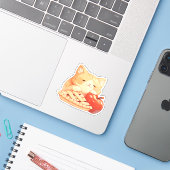 Niedliche Orange Tabby Cat und Apple Pie Sticker (Laptop mit iPhone)