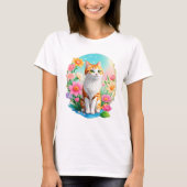 Niedliche Orange Tabby Katze mit Blume Sonnenschei T-Shirt (Vorderseite)