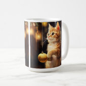 NIEDLICHE ORANGE TABBY KITTEN & CHRISTMAS BAUM KAFFEETASSE (VorderseiteRechts)