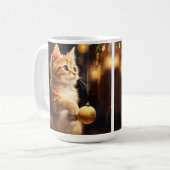 NIEDLICHE ORANGE TABBY KITTEN & CHRISTMAS BAUM KAFFEETASSE (Vorderseite Links)