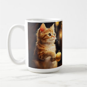 NIEDLICHE ORANGE TABBY KITTEN & CHRISTMAS BAUM KAFFEETASSE