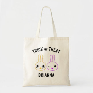 Niedliche Orange und Lila Bunny Bits Trick oder Tr Tragetasche
