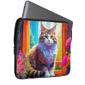 Niedliche Orange- und Weiße Katze im Stadtfenster Laptopschutzhülle (Vorne Rechts)