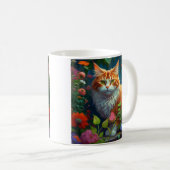 Niedliche Orange- und Weiße Katze in Blume Kaffeetasse (VorderseiteRechts)