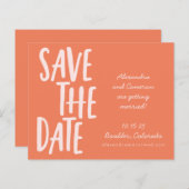 Niedliche Orange Whimsical Wedding rettet das Datu (Vorne/Hinten)