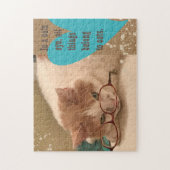 Niedliche Orange & White Cat mit Brillenpuzzle Puzzle (Vertikal)