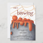 Niedliche Orange Witch Baby Brewing Baby Dusche Einladung (Vorderseite)