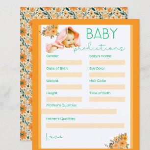 niedliche orangefarbene Blume Babyduschvorhersagen