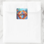 Niedliche Orangefarbene Frösche Quadratischer Aufkleber (Tasche)