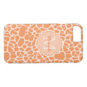 Niedliche Orangefarbene Giraffe Print Monogram und Case-Mate iPhone Hülle (Rückseite (Horizontal))