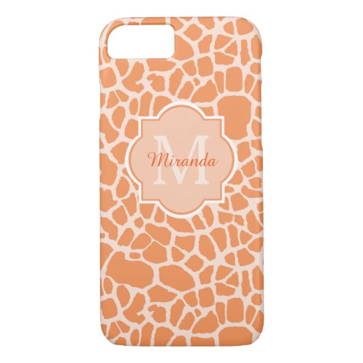 Niedliche Orangefarbene Giraffe Print Monogram und Case-Mate iPhone Hülle (Rückseite)