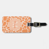 Niedliche Orangefarbene Giraffe Print Monogram und Gepäckanhänger (Vorderseite horizontal)
