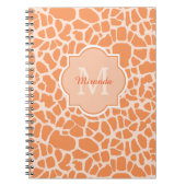 Niedliche Orangefarbene Giraffe Print Monogram und Notizblock (Vorderseite)