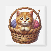 Niedliche orangefarbene Kätzchen mit Garn Magnet (Vorne)