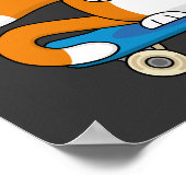 Niedliche orangefarbene Katze auf Skateboard Carto Poster (Ecke)