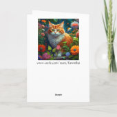 Niedliche Orangefarbene Katze Blume Kunst, Dichtun Karte (Rückseite)