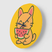 Niedliche Orangefarbene Katze Eros Bendato Große Wanduhr (Winkel)