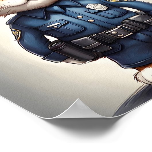 Niedliche Orangefarbene Katze in polizeilicher Uni Poster (Ecke)