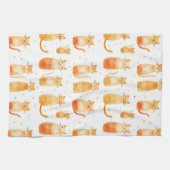 Niedliche orangefarbene Punkte und Katzen Geschirrtuch (Horizontal)