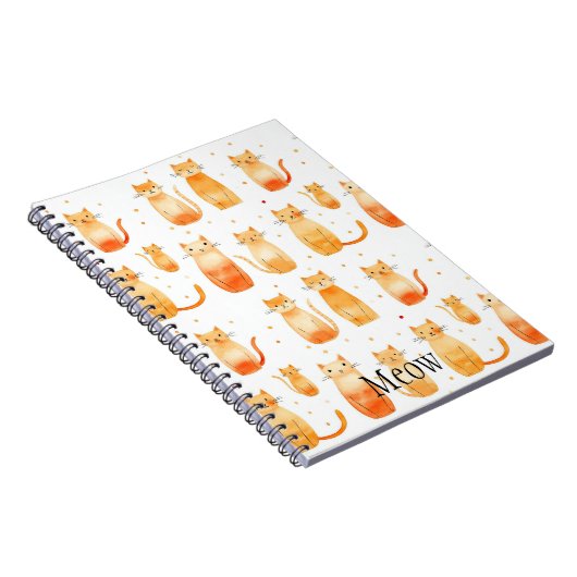 Niedliche orangefarbene Punkte und Katzen Notizblock (Rechte Seite)