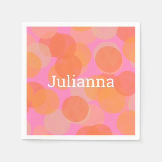 Niedliche Orangefarbene Wasserkreise Moderne Geome Serviette (Vorderseite)