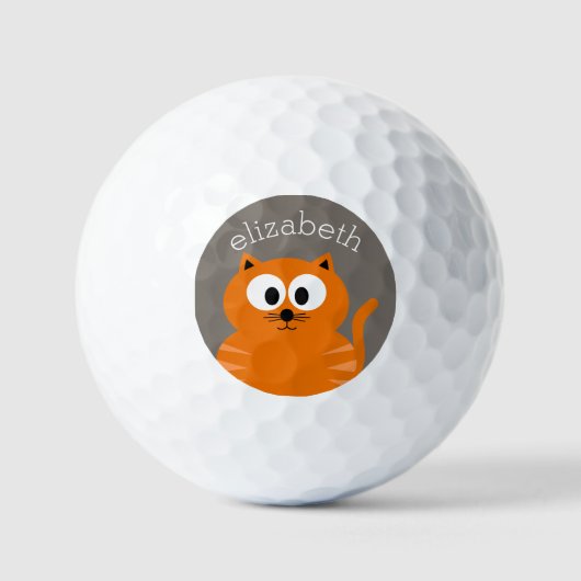 Niedliche Orangefette Katze mit Taue Personalisier Golfball (Vorderseite)