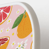 Niedliche Orangen auf hellrosa Pickleball Schläger (Linke Seite)